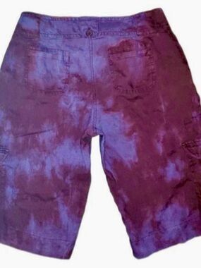CAbi Purple Tie-Dye linen Bermuda Shorts